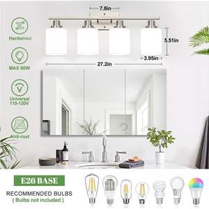 Lámpara de Pared Moderna para Baño de 4 Luces, Color Blanco Lechoso, Accesorios de Iluminación para Dormitorio en Negro Mate, Clasificación IP44, MOQ Personalizado 1, China - Product Image 2