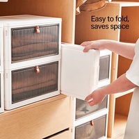 Bacs de rangement en plastique avec portes magnétiques Conteneurs de rangement empilables avec roulettes Boîtes de rangement pliables Bacs de rangement pliables