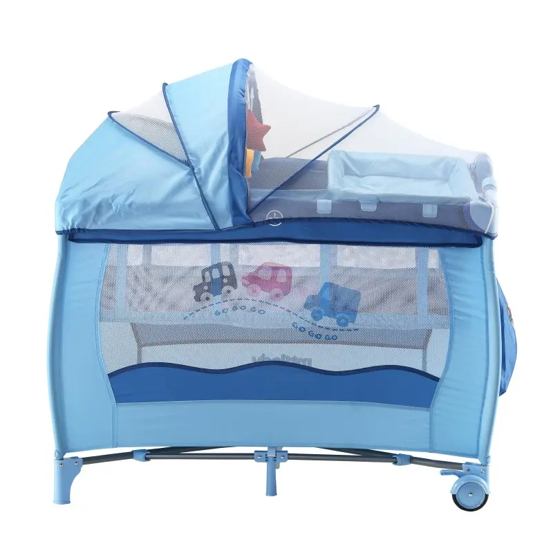 Playpen Bed Adjustable Kids Play Yard Metal Frame Baby Playpen Bed With Diaper Tray