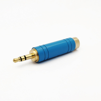 Connecteur audio stéréo mâle TRS 3,5 mm (1/8 pouce) bleu plaqué or à souder pour câble de casque DIY
