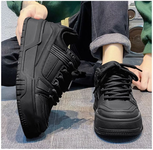 Nouvelles chaussures de sport décontractées tendance et polyvalentes, noires, basses, à lacets, chaussures de skateboard, semelles épaisses, respirantes, chaussures de marche surélevées - Product Image 3