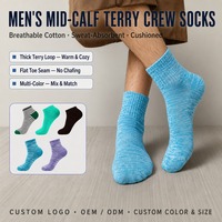 Chaussettes mi-mollet en coton éponge pour hommes, respirantes, absorbantes, coussinées, color block, sport, décontractées, vente en gros, logo personnalisé, OEM