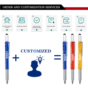 Stationery 6-in-1 Multi-Functional Plastic Promotional Logo Ballpoint Pen Spirit Level Gauge Screwdriver 1.0mm Writing <strong>Animal</strong> - Product Image 4