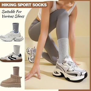 Calcetines Casuales de Invierno para <span class=keywords><strong>Mujer</strong></span>, Hasta la Rodilla, de Spandex/Poliéster/Algodón Grueso, Suaves, Transpirables, Antibacterianos, Tejidos - Product Image 6