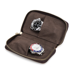 Handmade Full-grain Cowhide Suede <b>Watch</b> Storage Box Optimal Square Family Storage <b>Case</b> Couples Two-Pack <b>Watch</b> Bag - Product Image 1