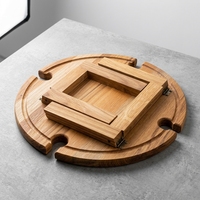 Table pliante en bois écologique moderne YOZON avec plateau central amovible et porte-verre pour le camping