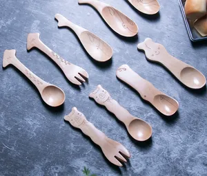 Cartoon Vintage Look Natural Wood Handcrafted Mini Spoon Design Wooden Spoon Primum Quality Of Wood And Shiny Polished