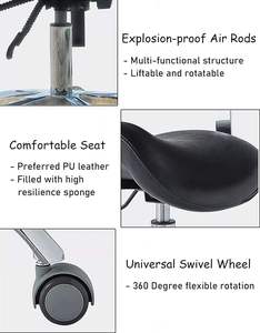 Saddle <b>Stool</b> with Back Support Ergonomic Barber Gold Chair with <b>Wheels</b> Hydraulic <b>Stool</b> for Tattoo Salon Shoppe Spa - Product Image 6