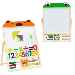 Kinder Holz-Tafel Magnetisches Zeichenbrett Tangram-Perlen Mathe-Brett Montessori Pädagogisches Kreatives Lernspielzeug für Kinder - Product Image 4