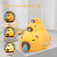 Lampe de table USB rechargeable en forme de capybara mignon, style interrupteur, en silicone souple, décoration de chambre, veilleuse pour enfants et bébés