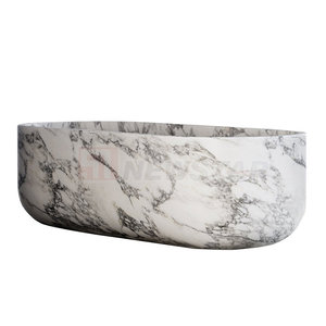 Newstar Stone Baignoire en <span class=keywords><strong>marbre</strong></span> blanc naturel au design moderne et luxueux personnalisée - Product Image 4
