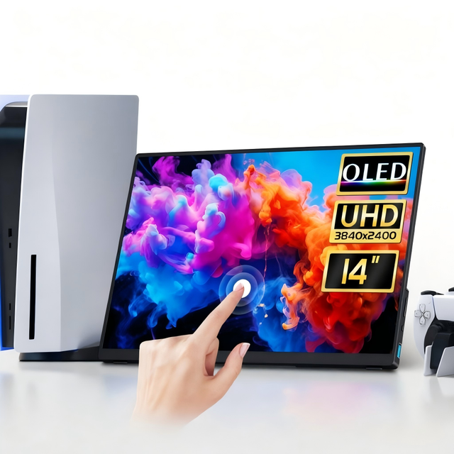 14" 4K UHD AMOLED Cinematic Portable Display HDR Touch Screen Low Blue Light Gaming Monitor for Switch Phone Laptop