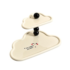 Double Layer Cloud Shaped Jewelry Tray Cream And Black Plastic Desktop Organizer For Perfume Skincare Cosmetics Storage - Product Image 5