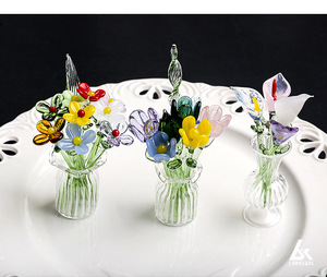 Ornamenti Floreali in Vetro Rivestito Fatti a Mano in Stile Giapponese, Bouquet Simulato di Fiori Freschi, Decorazione per Vasi - Product Image 6