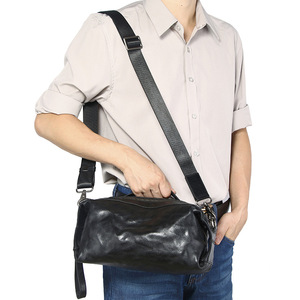 Men's Genuine Leather Crossbody <b>Bag</b> <b>Small</b> <b>Black</b> Business Casual Shoulder <b>Bag</b> - Product Image 1