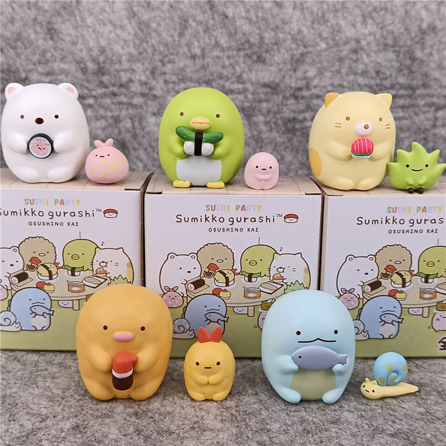 Sumikko Gurashi Sushi Party Blind Box Cute Japan Animals PVC Mini Figure Toys Corner Creatures Re-ment for Kids Gift Home Deco