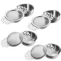 Lot de plusieurs infuseurs à thé en acier inoxydable avec double poignée, réutilisables, pour thé en vrac, avec plateau de récupération, couleur or et argent, pour tasses à thé