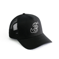Gorras de béisbol de moda de Venta caliente gorra de camionero de malla bordada personalizada gorra de malla negra gorra de camionero de 5 paneles