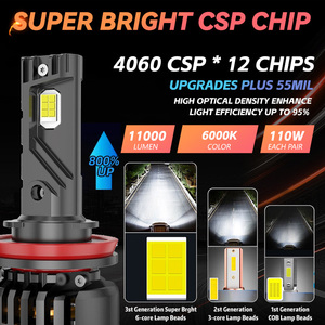Redsea bán Hot 110 Wát 11000lm không dây Led Đèn Pha Bóng đèn H1 H3 H4 H7 H8 <span class=keywords><strong>H11</strong></span> 9006 9005 9012 9004 9007 Plug & Play Led Đèn Pha đèn pha - Product Image 2