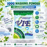 Vente directe du fabricant OEM VIE Lessive en poudre Différentes tailles 100g 125g 450g Sachets Savon efficace pour un nettoyage rapide