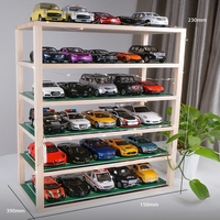 Miniature à l'échelle 1/64, garage de stationnement rectangulaire de luxe en acrylique, fait main et personnalisé, avec éclairage LED, 6 places de stationnement