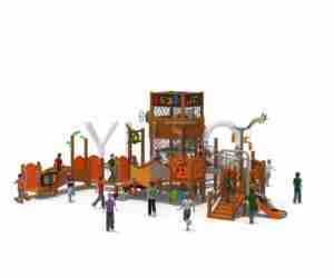 Plastic Kids Slide Outdoor Wooden Playground Equipment Set For Amusement Park
