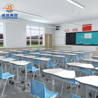 Ensemble de chaise et de bureau d'étudiant moderne avec structure en métal, mobilier scolaire pour salle de classe, table et chaise pour salle de classe