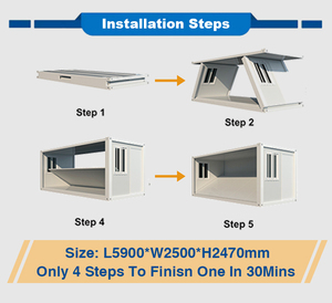 Casa Container Prefabbricata Pieghevole 20ft 40ft, Casa Mobile di Lusso, Residenza Portatile, Studio da Giardino, Appartamento <span class=keywords><strong>Vacanze</strong></span>, Garage - Product Image 5