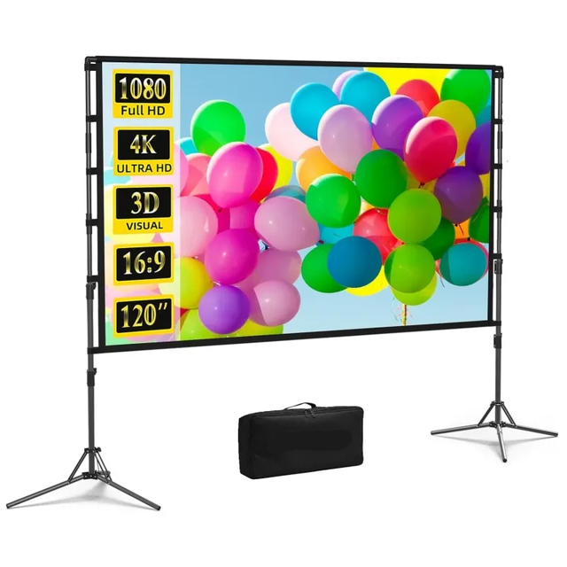 Alr Projector Movie Screen with Stand, 4k HD 16:9 Projection Screen 300 Tripod Outdoor for Home Theater Backyard Cinema