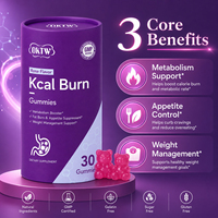 OKTW Kcal Burn Gummies saveur rose, gommes botaniques pour la satiété et la suppression de l'appétit, avec vinaigre de cidre de pomme, complément alimentaire quotidien pour le bien-être corporel