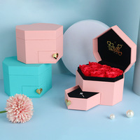 Kotak Perhiasan Mawar Bentuk Hati Hari Valentine Baru Kotak Hadiah Romantis Bunga Awet Kertas Pembungkus Selimut Lem Pelapis Flanel
