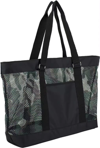 Оптовая продажа, нейлоновая пляжная сумка с логотипом под заказ, прочная семейная дорожная сумка с песком большой вместимости, женская летняя пляжная сумка с надписью - Product Image 2