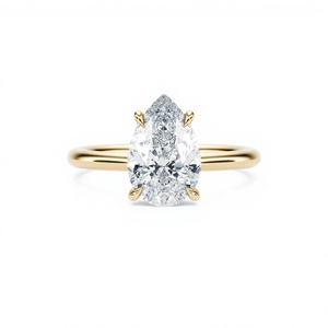แหวนหมั้นเพชรทรงลูกแพร์ 2 กะรัต ทองคำแท้ 14K ขายส่ง - Product Image 3