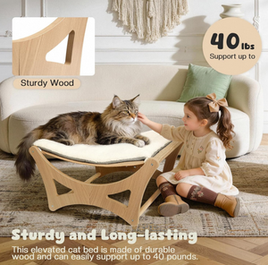 Grand hamac en bois massif pour chat et <span class=keywords><strong>chien</strong></span> avec marchepied amovible, lit pour chat d'intérieur et d'extérieur - Product Image 4