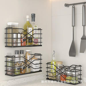 Estante de almacenamiento de cocina de Metal sin perforaciones transfronterizas, estante de drenaje de condimentos de especias para colgar en la <span class=keywords><strong>pared</strong></span>, seguro para horno - Product Image 1