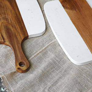 Venta caliente Acacia <span class=keywords><strong>Majan</strong></span> madera mármol tabla de cortar mango Premium duradero grueso rectángulo queso charcutería tablero cocina y regalo - Product Image 6