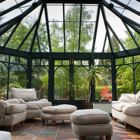 Véranda résidentielle moderne autoportante avec structure en aluminium et toit en verre trempé - Serre de terrasse extérieure 4 saisons