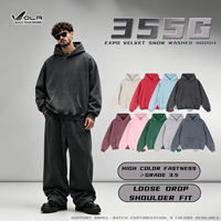 Sudadera con Capucha Unisex de Terciopelo Lavado a la Nieve 355G, Teñida en Prenda, Hombro Caído Holgado, Soporte para Impresión Digital y Bordado Personalizado