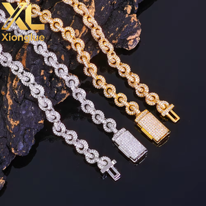 Manufacture Custom Moissanite Fine Luxury Copper Bracelets 8mm Chain Link Fine Jewelry Women <b>Men</b> Hop Bracelets - Product Image 6