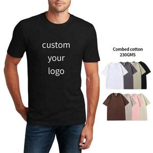 100% Combed Cotton Heavy <b>Weight</b> Unisex Short Sleeve Casual T-Shirts <b>Blank</b> Logo Solid Pattern Neck Design Men's Women's Style - Product Image 3