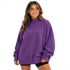 Casual Loose Fit Women's <b>Mock</b> <b>Neck</b> Oversized Baggy Style Full Sleeves Pullover Soft Cotton Basic Daily Casual Wear <b>Top</b> - Product Image 1