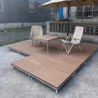 Plancher modulaire préfabriqué en composite bois-plastique traité pour plateforme de camping extérieure et support de tente