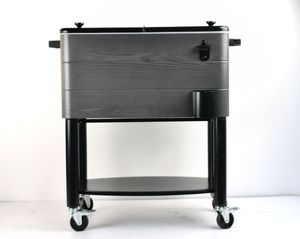 Veranda ahşap tahıl demir dışında tekerlekler ile soğutucu kutu haddeleme soğutucu içecek sepeti buz bira soğutucu imalatı - Product Image 2