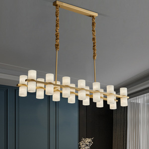 Modern Minimalist All Copper Marble Chandelier Round Multi Head <b>LED</b> <b>Light</b> For Living Room Dining Room Bedroom Study Tea Room - Product Image 3