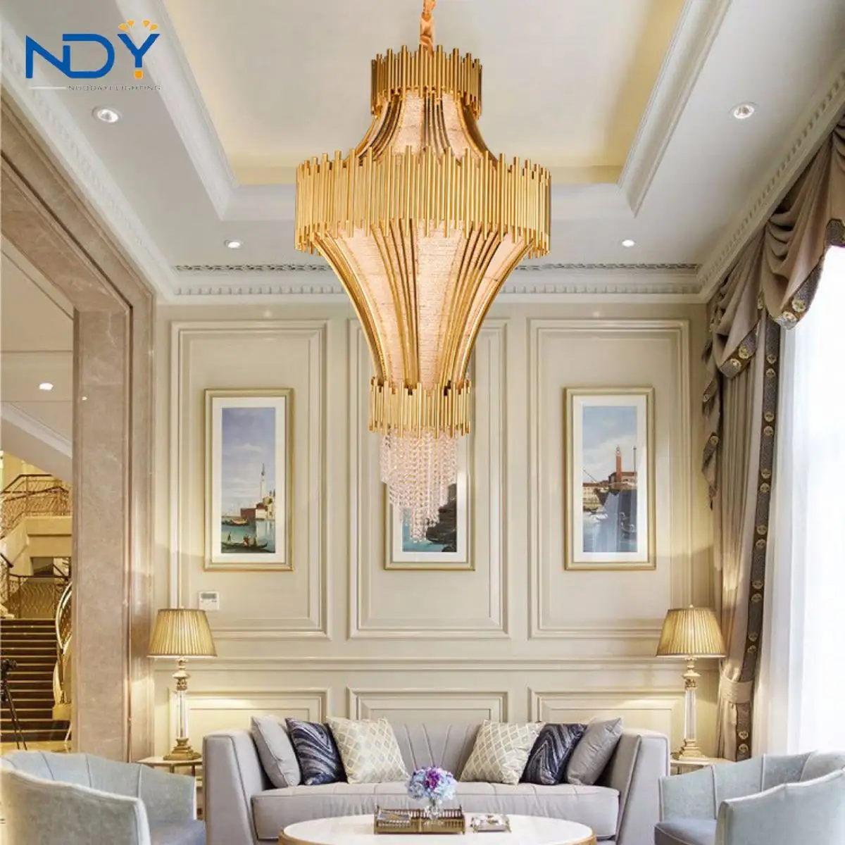 Modern lüks kristal kolye ışıkları oturma odası otel ev dekor tavan ışık Led kristal avize