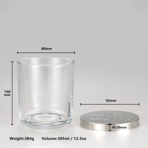 Recipiente de Vidrio para Velas Estilo <span class=keywords><strong>Cambridge</strong></span> con Tapa de Metal para la Fabricación de Velas - Product Image 4