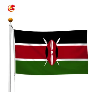 Ucuz Polyester özel kenya ülke ulusal bayrağı