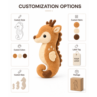 Peluche personnalisée Hippocampe et Cerf, Échantillon de conception sur mesure disponible, Peluche animale douce avec logo, Cadeau personnalisé en gros