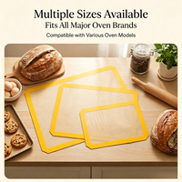 Tapis de cuisson en silicone platine à bords jaunes, certifié FDA LFGB, renforcé de fibres de verre, antiadhésif, résistant à la chaleur, enroulable, pour four
