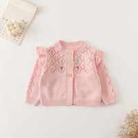 Vêtements de printemps tricotés pour bébé, cardigan pour nourrisson, nouveau-né, 100% coton, manches longues, veste tendance, pull pour bébé fille